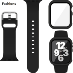 Fashions Pin Buckle Silicone Watch Band with Film Integrated PC Case For Apple Watch Series 10 42mm