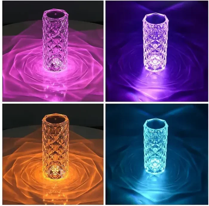 Usb Rechargeable RGB 16 Color Crystal Rose Diamond Table Lamp Acrylic Table Lamp for Living Room Bedroom with Remote - Image 3