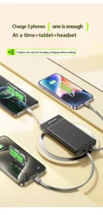 Awei P88K 10000mAh Mini Fast Charging 22.5W Quick Charge With Built-In Cable Power bank - Image 3
