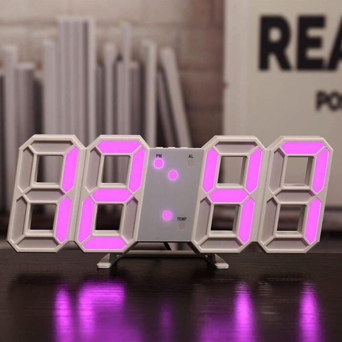 3D LED Digital Clock Electronic Table Clock Alarm Clock Wall Glowing Hanging Clocks - Wall Clock - Image 20