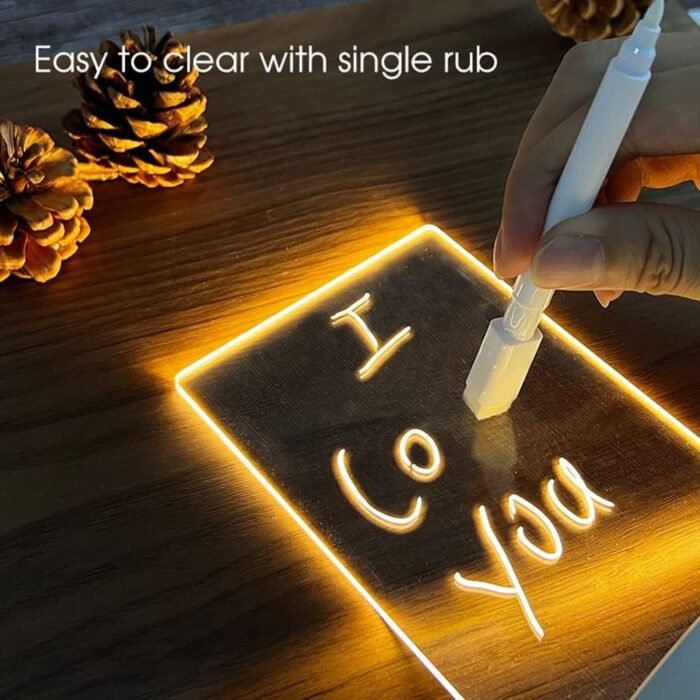 (BC)Creative Note Board Led Night Light Rewritable Message Board with Pen,USB Night Lamp Decoration (Transverse) - Image 3