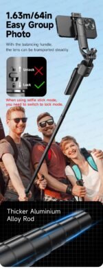 1630mm/64in C17 Tripod Selfie Stick 360° Auto Rotation Shooting Quadruped Phone Stand Face Track Bluetooth Remote Control Tripie - Image 10