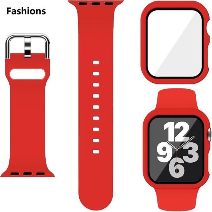 Fashions Pin Buckle Silicone Watch Band with Film Integrated PC Case For Apple Watch Series 10 42mm - Image 7