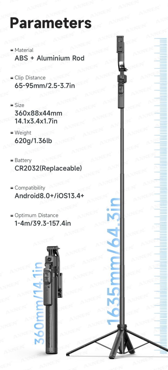 1630mm/64in C17 Tripod Selfie Stick 360° Auto Rotation Shooting Quadruped Phone Stand Face Track Bluetooth Remote Control Tripie - Image 13