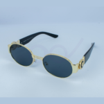 Golden Black Oval Retro Style Sunglass - Image 2