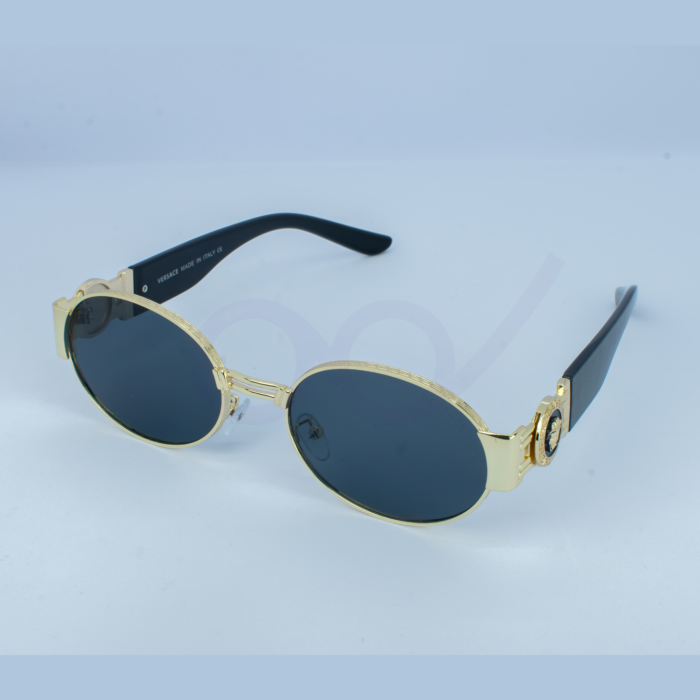 Golden Black Oval Retro Style Sunglass - Image 2