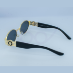 Golden Black Oval Retro Style Sunglass - Image 3