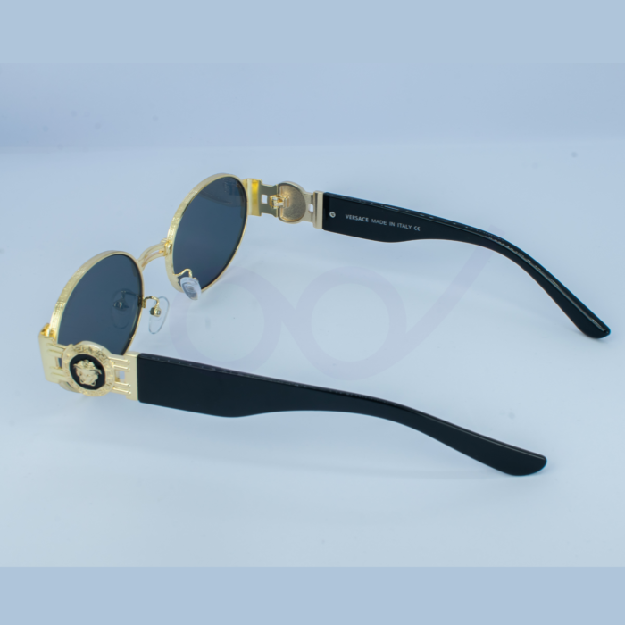 Golden Black Oval Retro Style Sunglass - Image 3