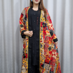 Luxury CY Georgette Kimono Multicolor Shrug & Black Inner Co-ord Set