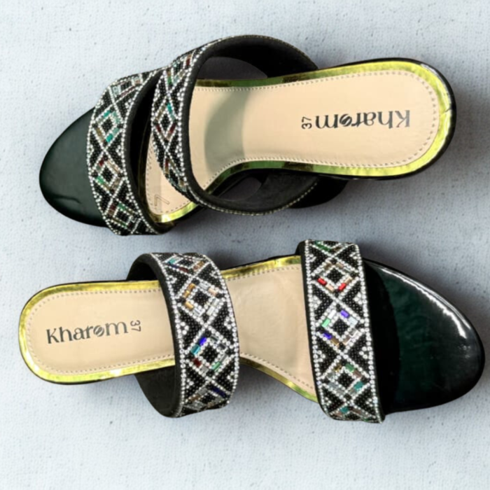 Women’s Midnight Jeweled Heels — Black - Image 3