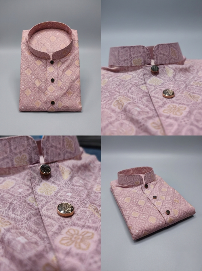 Men's Tisu Print Panjabi - Pink - Image 4