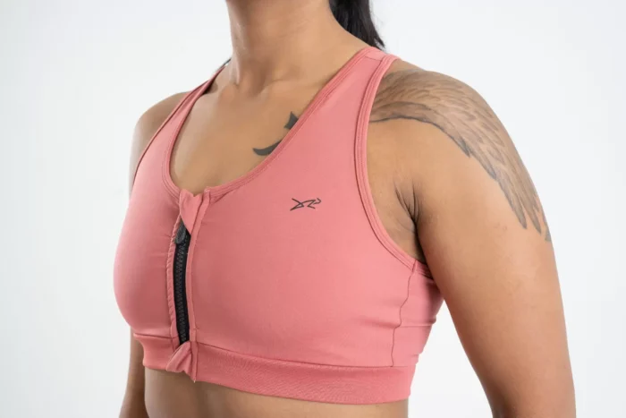 Zip Sports Bra for Women - Rose - Image 2