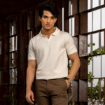 Amalfi Ecru Crochet Knit Resort Polo