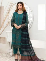 Pakistani Fepic Unstitched Luxury Chiffon Three Piece - Dark Aqua