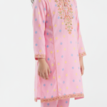 Ethnic Orchid Pink Embroidered Jacquard Fabric Kameez