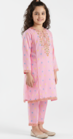 Ethnic Orchid Pink Embroidered Jacquard Fabric Kameez