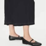 Elegant Black Leather Mary Jane Ballerina Shoe