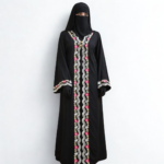 Black Koti Borka – Geometric Floral Embroidery