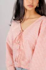 Red & White Striped Cotton Crop Palma Top - Image 2
