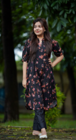 Kurimukul Digital Printed Lilen Co-ords - Black