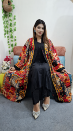 Luxury CY Georgette Kimono Multicolor Shrug & Black Inner Co-ord Set - Image 2
