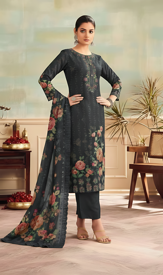 c85b06f6-415a-4fe0-9b30-1116d17bf080 Delhi Boutiques Unstitched Cotton Three Piece - Mirage - Image 1