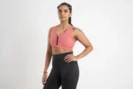 Zip Sports Bra for Women - Rose