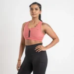 Zip Sports Bra for Women - Rose