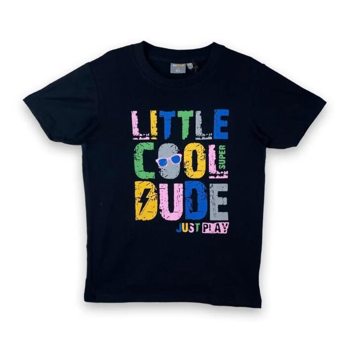 Dude Casual Black T-Shirt Set For Kids - Image 2