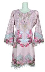 Micro Stretch Fabric Stylish Kurti - Light Pink - Image 4