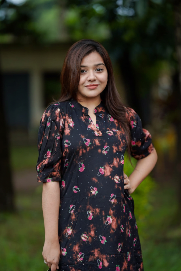 Kurimukul Digital Printed Lilen Co-ords - Black - Image 2