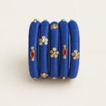 Ethnic Hand-made Blue Kundan Stone Bangles Set