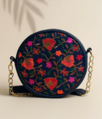 Embroidery Accent Alina Round Bag - Deep Cove