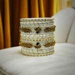 Handmade Kundan Stone Work Silk Threads Bangles Set - White