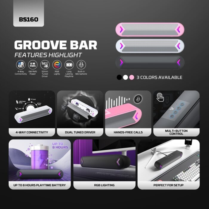 Fantech BS160 GROOVE BAR Portable RGB Gaming Speaker - Image 2