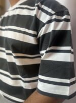 Manmode Loose Fit Striped Drop Shoulder - Gunmetal X White - Image 2