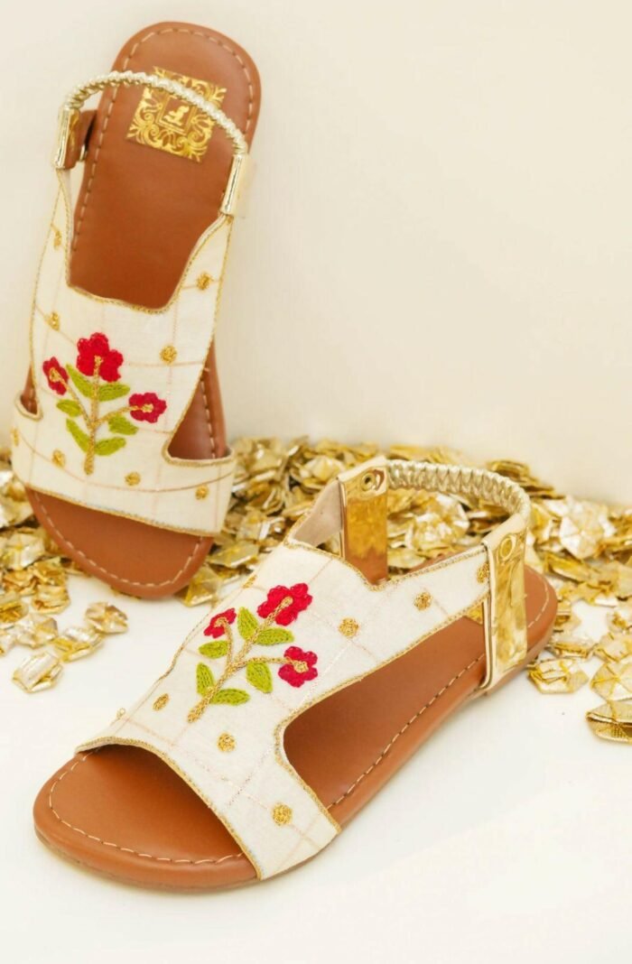 Original Pakistani Kids Kolhapuri Off White Sandal - Image 2