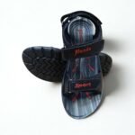 Panda PU Leather Belt Black X Red Sport Sandal for Men - Image 3