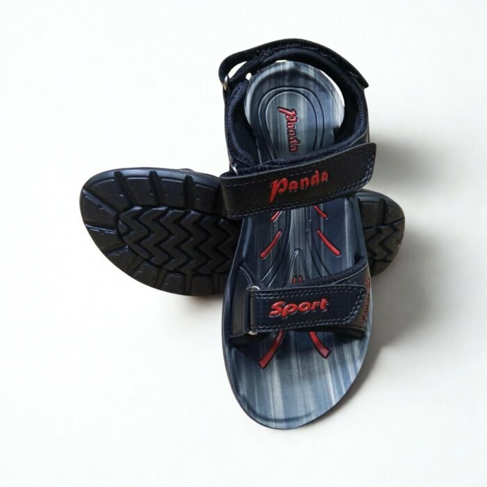 Panda PU Leather Belt Black X Red Sport Sandal for Men - Image 3