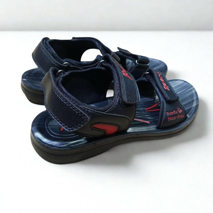 Panda PU Leather Belt Black X Red Sport Sandal for Men - Image 2