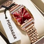POEDAGAAR 795 Luxury Rose Gold X Red Ladies Wrist Watch