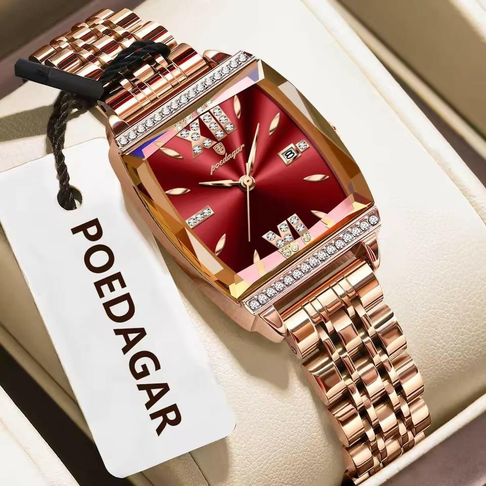 poedagaar-795-luxury-rose-gold-x-red-ladies-wristwatch_4_ozWTV4fp_SU POEDAGAAR 795 Luxury Rose Gold X Red Ladies Wrist Watch - Image 1