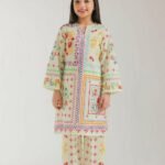 Premium Cotton Printed Two Piece Stitched Suit - Pale Green