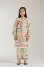 Premium Cotton Printed Two Piece Stitched Suit - Pale Green