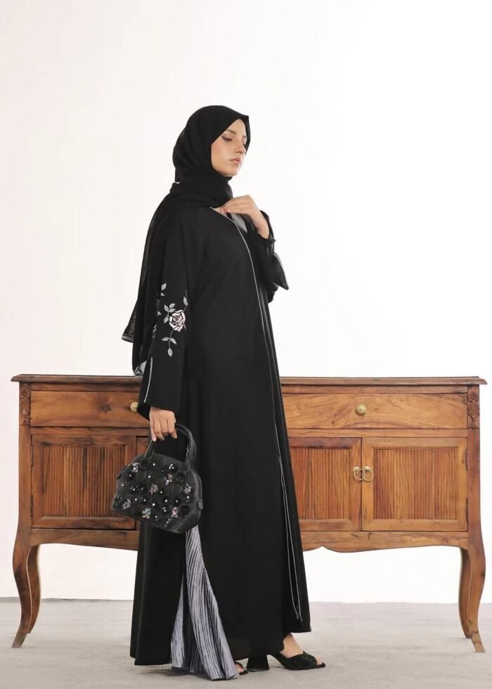 Premium Nidha Fabrics Modest Wear Black Abaya for Women - Image 3