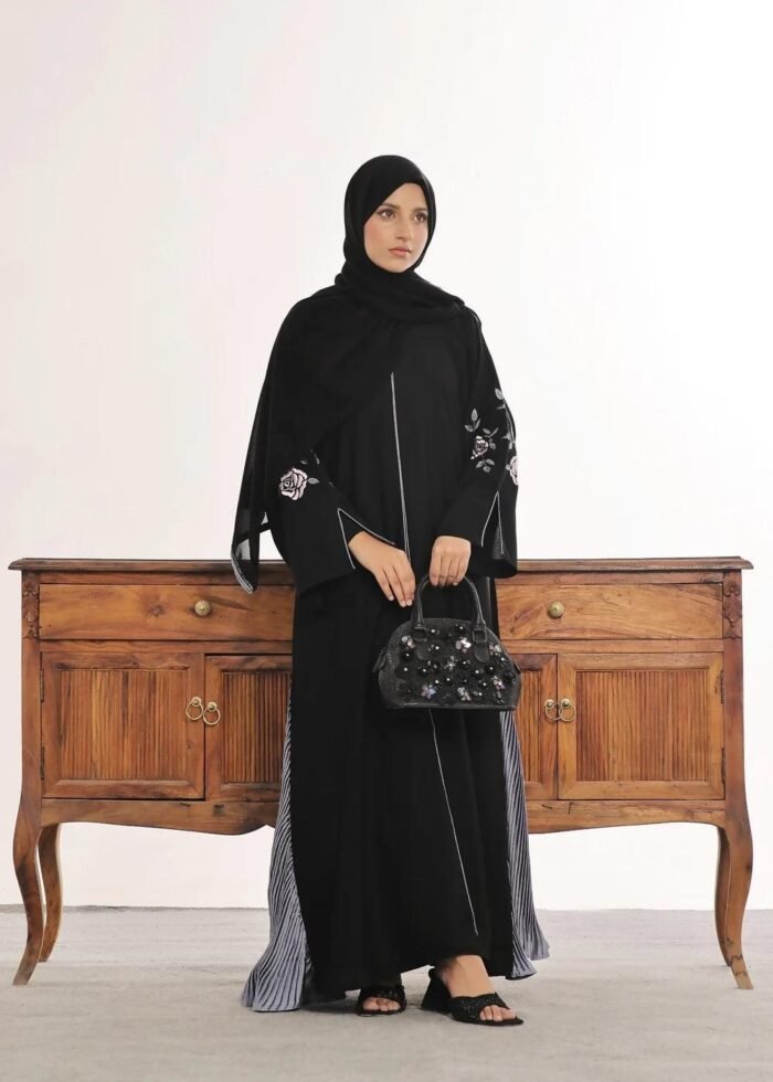 Premium Nidha Fabrics Modest Wear Black Abaya for Women - Image 4