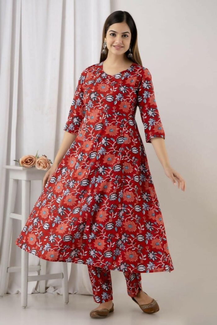 Readymade Full AC Cotton Casual Floral Printed Kurti Set - Image 4