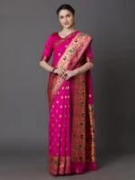 Soft Silk Screen Printed Premium Katan Sharee with Blouse - Thunder, Baltic Sea - Image 2