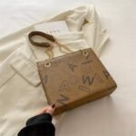Stylish Daily Alphabetic Commute Shoulder Bag for Women - Beige